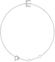 652689 Bracelet Set 14K White Initial E Natural Diamond Round .9 Mm I1, H+ 0.06 Ctw 6-7 In Polished .06 Ctw Natural Diamond Initial Bracelet