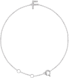 652689 Bracelet Set 14K White Initial F Natural Diamond Round .9 Mm I1, H+ 0.05 Ctw 6-7 In Polished .05 Ctw Natural Diamond Initial Bracelet