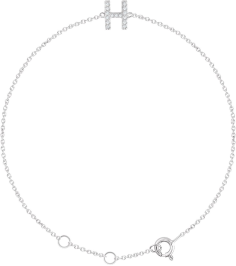 652689 Bracelet Set 14K White Initial H Natural Diamond Round .9 Mm I1, H+ 0.06 Ctw 6-7 In Polished .06 Ctw Natural Diamond Initial Bracelet