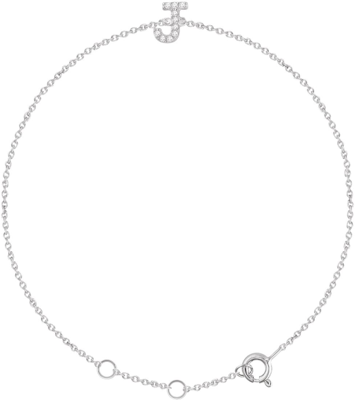 652689 Bracelet Set 14K White Initial J Natural Diamond Round 1 Mm I1, H+ 0.05 Ctw 6-7 In Polished .05 Ctw Natural Diamond Initial Bracelet