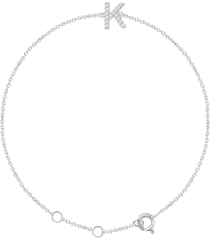 652689 Bracelet Set 14K White Initial K Natural Diamond Round .9 Mm I1, H+ 0.05 Ctw 6-7 In Polished .05 Ctw Natural Diamond Initial Bracelet