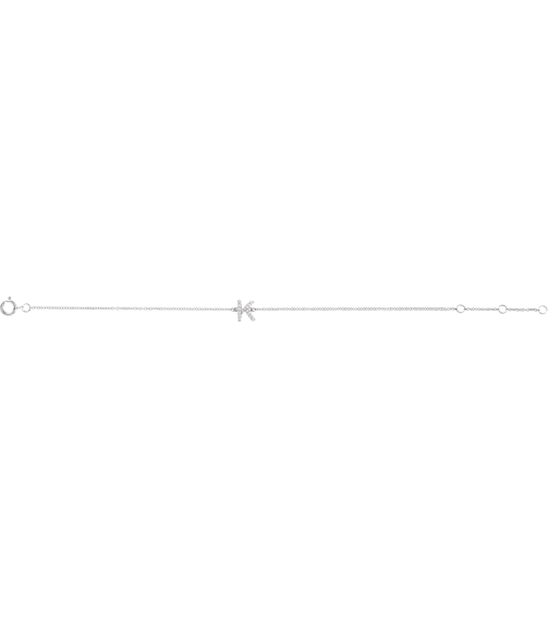 652689 Bracelet Set 14K White Initial K Natural Diamond Round .9 Mm I1, H+ 0.05 Ctw 6-7 In Polished .05 Ctw Natural Diamond Initial Bracelet