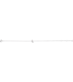 652689 Bracelet Set 14K White Initial L Natural Diamond Round .9 Mm I1, H+ 0.04 Ctw 6-7 In Polished .04 Ctw Natural Diamond Initial Bracelet
