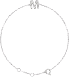 652689 Bracelet Set 14K White Initial M Natural Diamond Round 1.1 Mm I1, H+ 0.07 Ctw 6-7 In Polished .07 Ctw Natural Diamond Initial Bracelet