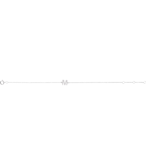 652689 Bracelet Set 14K White Initial M Natural Diamond Round 1.1 Mm I1, H+ 0.07 Ctw 6-7 In Polished .07 Ctw Natural Diamond Initial Bracelet