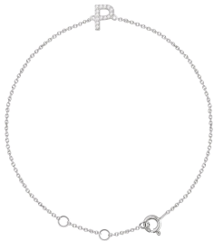 652689 Bracelet Set 14K White Initial P Natural Diamond Round .9 Mm I1, H+ 0.05 Ctw 6-7 In Polished .05 Ctw Natural Diamond Initial Bracelet