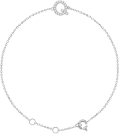 652689 Bracelet Set 14K White Initial Q Natural Diamond Round .9 Mm I1, H+ 0.07 Ctw 6-7 In Polished .07 Ctw Natural Diamond Initial Bracelet