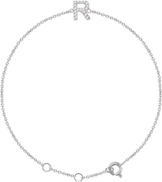 652689 Bracelet Set 14K White Initial R Natural Diamond Round .9 Mm I1, H+ 0.06 Ctw 6-7 In Polished .06 Ctw Natural Diamond Initial Bracelet