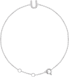 652689 Bracelet Set 14K White Initial U Natural Diamond Round .9 Mm I1, H+ 0.05 Ctw 6-7 In Polished .05 Ctw Natural Diamond Initial Bracelet