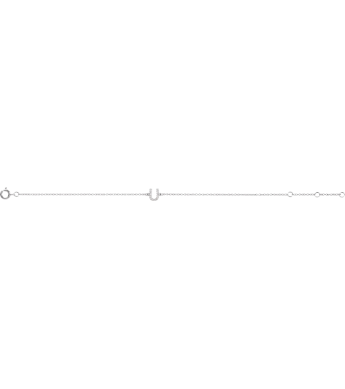 652689 Bracelet Set 14K White Initial U Natural Diamond Round .9 Mm I1, H+ 0.05 Ctw 6-7 In Polished .05 Ctw Natural Diamond Initial Bracelet