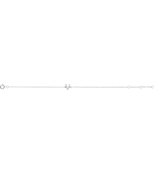 652689 Bracelet Set 14K White Initial V Natural Diamond Round 1.1 Mm I1, H+ 0.05 Ctw 6-7 In Polished .05 Ctw Natural Diamond Initial Bracelet