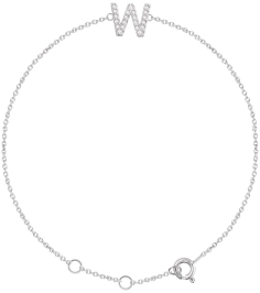 652689 Bracelet Set 14K White Initial W Natural Diamond Round 1.1 Mm I1, H+ 0.07 Ctw 6-7 In Polished .07 Ctw Natural Diamond Initial Bracelet