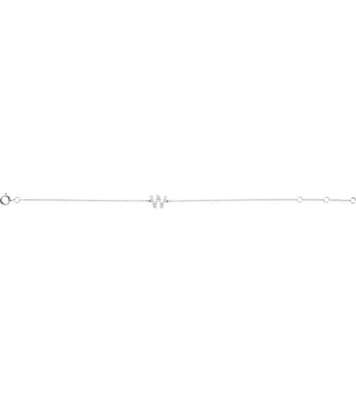 652689 Bracelet Set 14K White Initial W Natural Diamond Round 1.1 Mm I1, H+ 0.07 Ctw 6-7 In Polished .07 Ctw Natural Diamond Initial Bracelet