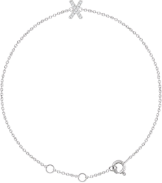 652689 Bracelet Set 14K White Initial X Natural Diamond Round .8 Mm I1, H+ 0.04 Ctw 6-7 In Polished .04 Ctw Natural Diamond Initial Bracelet