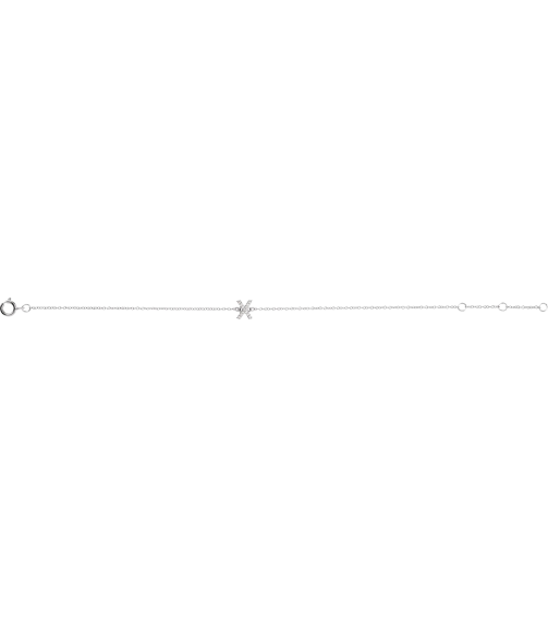 652689 Bracelet Set 14K White Initial X Natural Diamond Round .8 Mm I1, H+ 0.04 Ctw 6-7 In Polished .04 Ctw Natural Diamond Initial Bracelet