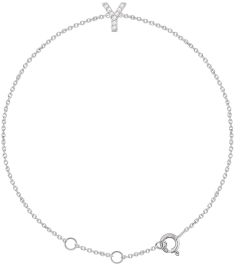 652689 Bracelet Set 14K White Initial Y Natural Diamond Round 1 Mm I1, H+ 0.04 Ctw 6-7 In Polished .04 Ctw Natural Diamond Initial Bracelet