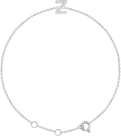 652689 Bracelet Set 14K White Initial Z Natural Diamond Round 1 Mm I1, H+ 0.06 Ctw 6-7 In Polished .06 Ctw Natural Diamond Initial Bracelet