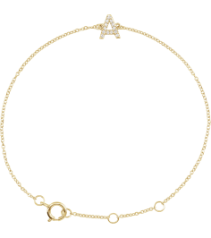 652689 Bracelet Set 14K Yellow Initial A Natural Diamond Round 1.3 Mm I1, H+ 110 Ctw 6-7 In Polished 110 Ctw Natural Diamond Initial Bracelet