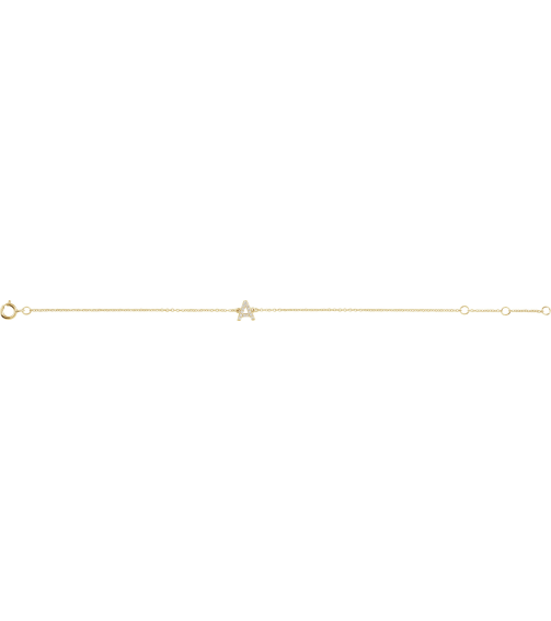 652689 Bracelet Set 14K Yellow Initial A Natural Diamond Round 1.3 Mm I1, H+ 110 Ctw 6-7 In Polished 110 Ctw Natural Diamond Initial Bracelet