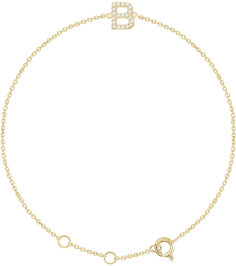 652689 Bracelet Set 14K Yellow Initial B Natural Diamond Round .9 Mm I1, H+ 0.07 Ctw 6-7 In Polished .07 Ctw Natural Diamond Initial Bracelet