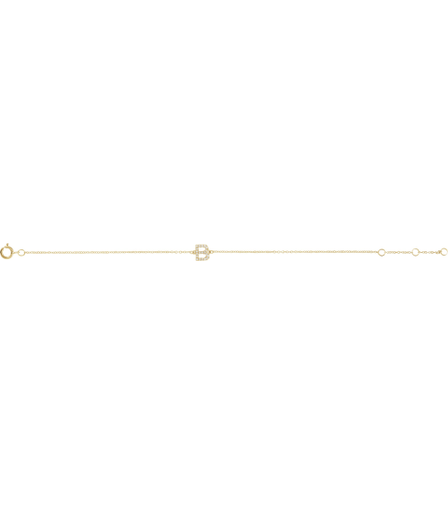 652689 Bracelet Set 14K Yellow Initial B Natural Diamond Round .9 Mm I1, H+ 0.07 Ctw 6-7 In Polished .07 Ctw Natural Diamond Initial Bracelet