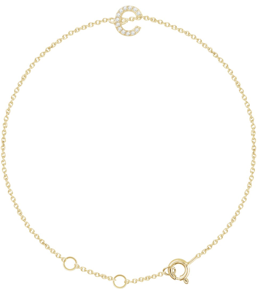 652689 Bracelet Set 14K Yellow Initial C Natural Diamond Round .9 Mm I1, H+ 0.04 Ctw 6-7 In Polished .04 Ctw Natural Diamond Initial Bracelet