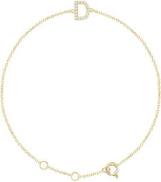 652689 Bracelet Set 14K Yellow Initial D Natural Diamond Round .9 Mm I1, H+ 0.06 Ctw 6-7 In Polished .06 Ctw Natural Diamond Initial Bracelet