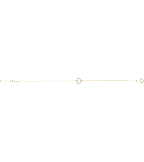 652689 Bracelet Set 14K Yellow Initial D Natural Diamond Round .9 Mm I1, H+ 0.06 Ctw 6-7 In Polished .06 Ctw Natural Diamond Initial Bracelet