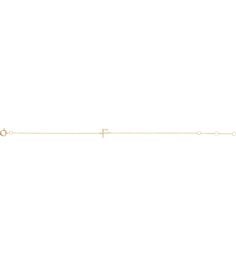 652689 Bracelet Set 14K Yellow Initial F Natural Diamond Round .9 Mm I1, H+ 0.05 Ctw 6-7 In Polished .05 Ctw Natural Diamond Initial Bracelet