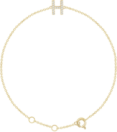 652689 Bracelet Set 14K Yellow Initial H Natural Diamond Round .9 Mm I1, H+ 0.06 Ctw 6-7 In Polished .06 Ctw Natural Diamond Initial Bracelet