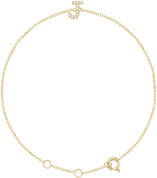 652689 Bracelet Set 14K Yellow Initial J Natural Diamond Round 1 Mm I1, H+ 0.05 Ctw 6-7 In Polished .05 Ctw Natural Diamond Initial Bracelet
