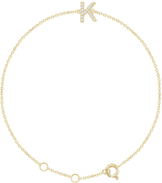 652689 Bracelet Set 14K Yellow Initial K Natural Diamond Round .9 Mm I1, H+ 0.05 Ctw 6-7 In Polished .05 Ctw Natural Diamond Initial Bracelet