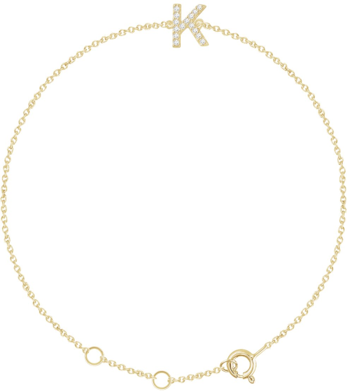 652689 Bracelet Set 14K Yellow Initial K Natural Diamond Round .9 Mm I1, H+ 0.05 Ctw 6-7 In Polished .05 Ctw Natural Diamond Initial Bracelet