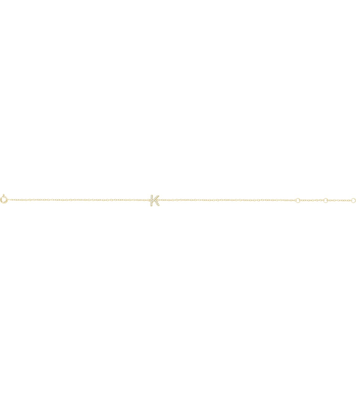 652689 Bracelet Set 14K Yellow Initial K Natural Diamond Round .9 Mm I1, H+ 0.05 Ctw 6-7 In Polished .05 Ctw Natural Diamond Initial Bracelet