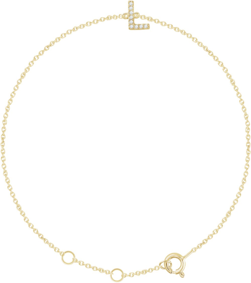 652689 Bracelet Set 14K Yellow Initial L Natural Diamond Round .9 Mm I1, H+ 0.04 Ctw 6-7 In Polished .04 Ctw Natural Diamond Initial Bracelet