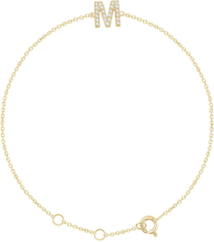 652689 Bracelet Set 14K Yellow Initial M Natural Diamond Round 1.1 Mm I1, H+ 0.07 Ctw 6-7 In Polished .07 Ctw Natural Diamond Initial Bracelet