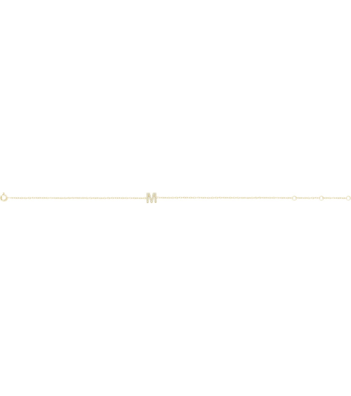 652689 Bracelet Set 14K Yellow Initial M Natural Diamond Round 1.1 Mm I1, H+ 0.07 Ctw 6-7 In Polished .07 Ctw Natural Diamond Initial Bracelet