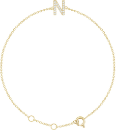 652689 Bracelet Set 14K Yellow Initial N Natural Diamond Round .9 Mm I1, H+ 0.06 Ctw 6-7 In Polished .06 Ctw Natural Diamond Initial Bracelet