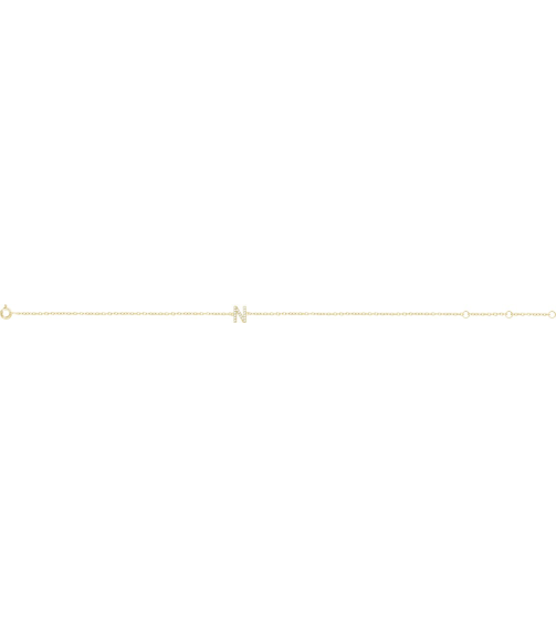 652689 Bracelet Set 14K Yellow Initial N Natural Diamond Round .9 Mm I1, H+ 0.06 Ctw 6-7 In Polished .06 Ctw Natural Diamond Initial Bracelet