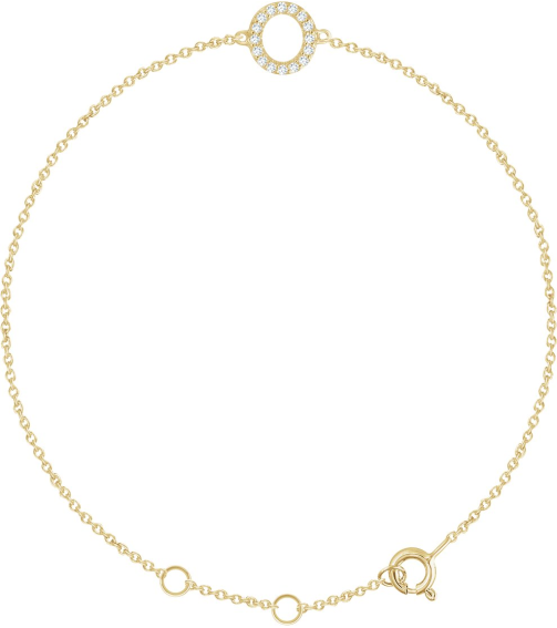 652689 Bracelet Set 14K Yellow Initial O Natural Diamond Round .9 Mm I1, H+ 0.06 Ctw 6-7 In Polished .06 Ctw Natural Diamond Initial Bracelet