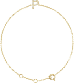 652689 Bracelet Set 14K Yellow Initial P Natural Diamond Round .9 Mm I1, H+ 0.05 Ctw 6-7 In Polished .05 Ctw Natural Diamond Initial Bracelet
