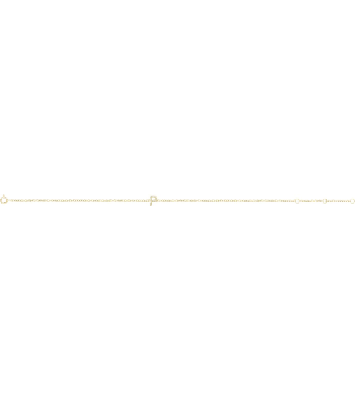 652689 Bracelet Set 14K Yellow Initial P Natural Diamond Round .9 Mm I1, H+ 0.05 Ctw 6-7 In Polished .05 Ctw Natural Diamond Initial Bracelet