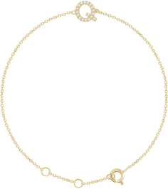 652689 Bracelet Set 14K Yellow Initial Q Natural Diamond Round .9 Mm I1, H+ 0.07 Ctw 6-7 In Polished .07 Ctw Natural Diamond Initial Bracelet