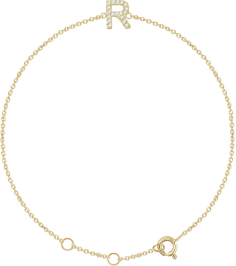 652689 Bracelet Set 14K Yellow Initial R Natural Diamond Round .9 Mm I1, H+ 0.06 Ctw 6-7 In Polished .06 Ctw Natural Diamond Initial Bracelet