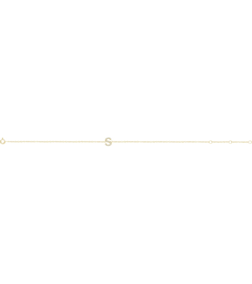 652689 Bracelet Set 14K Yellow Initial S Natural Diamond Round 1 Mm I1, H+ 0.05 Ctw 6-7 In Polished .05 Ctw Natural Diamond Initial Bracelet