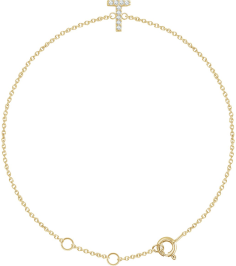 652689 Bracelet Set 14K Yellow Initial T Natural Diamond Round 1 Mm I1, H+ 0.05 Ctw 6-7 In Polished .05 Ctw Natural Diamond Initial Bracelet