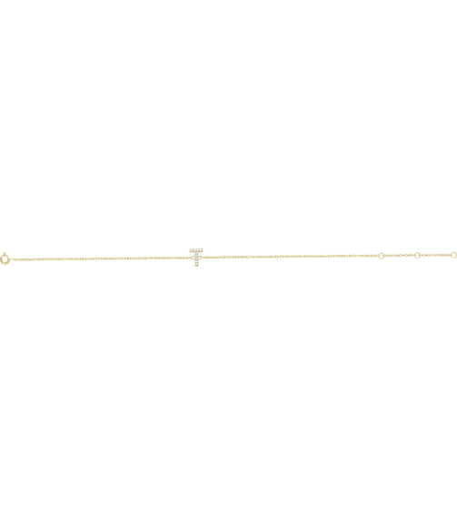 652689 Bracelet Set 14K Yellow Initial T Natural Diamond Round 1 Mm I1, H+ 0.05 Ctw 6-7 In Polished .05 Ctw Natural Diamond Initial Bracelet