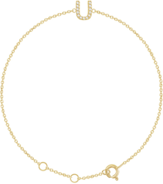652689 Bracelet Set 14K Yellow Initial U Natural Diamond Round .9 Mm I1, H+ 0.05 Ctw 6-7 In Polished .05 Ctw Natural Diamond Initial Bracelet