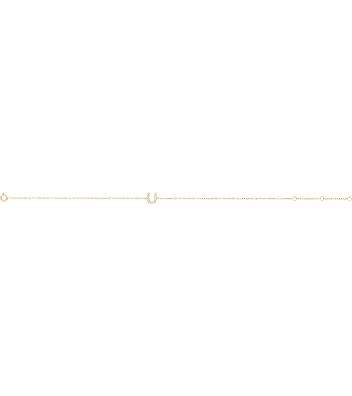 652689 Bracelet Set 14K Yellow Initial U Natural Diamond Round .9 Mm I1, H+ 0.05 Ctw 6-7 In Polished .05 Ctw Natural Diamond Initial Bracelet
