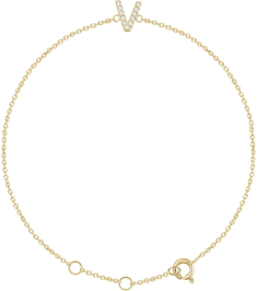 652689 Bracelet Set 14K Yellow Initial V Natural Diamond Round 1.1 Mm I1, H+ 0.05 Ctw 6-7 In Polished .05 Ctw Natural Diamond Initial Bracelet